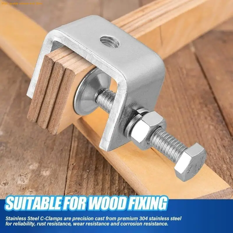 203F تجهيزات خشبية C-type من الفولاذ المقاوم للصدأ مقاطع قوية لوحة مسطحة الجهاز C-type النجارة مقطع ثابت #5