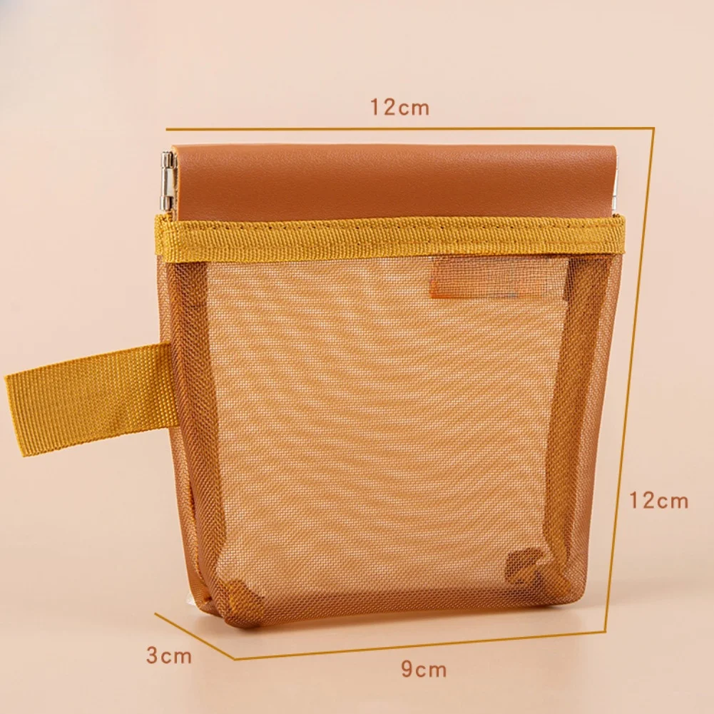 Zipper Mesh Pouch Nylon Lightweight Transparent Design for Cards Cash Keys and Small Items 12x12x3cm Secure Metal Snap Closure