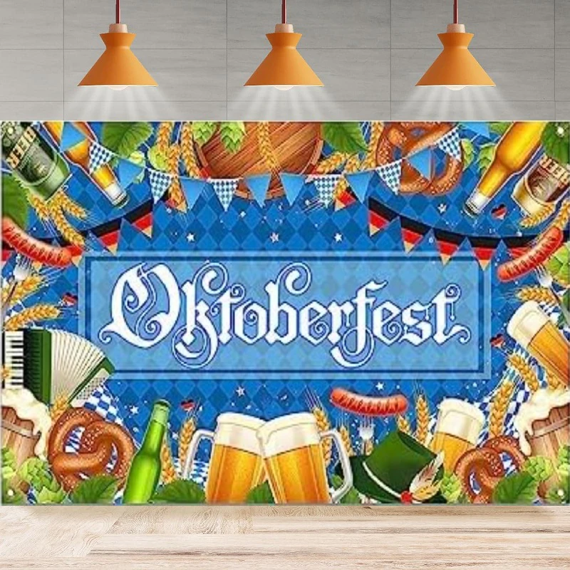 

Oktoberfest Banner Photography Backdrop German Bavarian Beer Party Decorations German Beer Festival Themed Background Poster