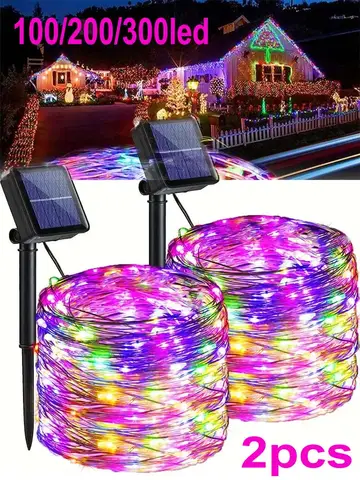 Fairy Lights Solar Garden Lights String Lights with 8 Modes Waterproof Wire Lights for Patio Yard Trees Christmas Party