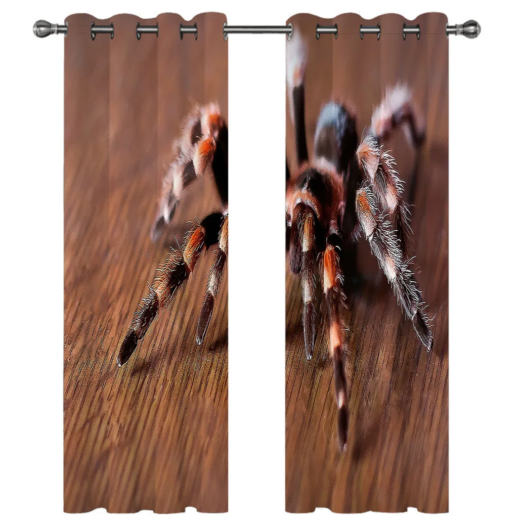 HUANZHUANG Blackout Curtain Animal Spider 2Pcs Painting Print Curtain Polyester Material For Living Room Bedroom Kitchen Home