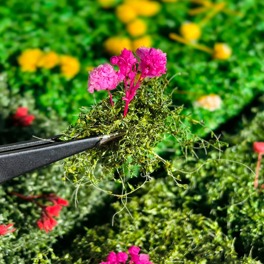 ミニチュア低木と花の群れモデル HO OO N DIY 鉄道列車レイアウト/軍事風景/ウォーゲーム/庭の装飾/ジオラマ用