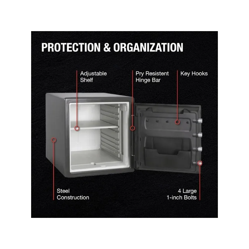 Водонепроницаемый и огнестойкий металлический серый Сейф из легированной стали для дома, офиса с комбинированным замком, 1,23 кубических футов, SFW123DSB