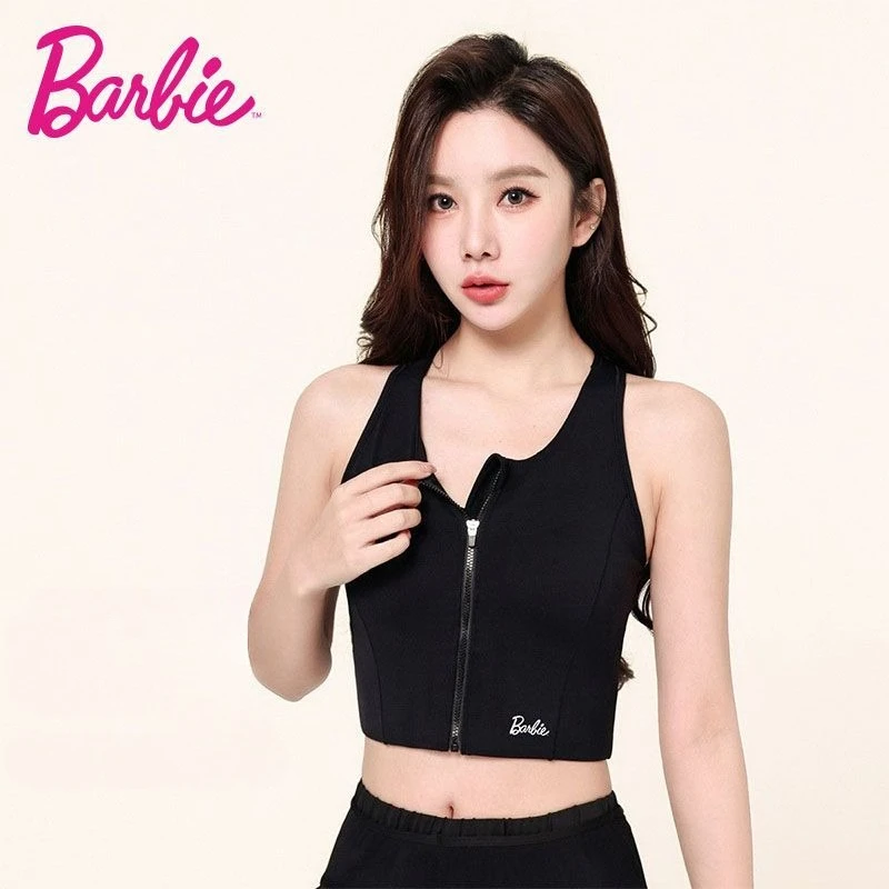 

Barbie Fitness Sport Bra Women Gym Yoga Zipper Vest Athletic Cross Tight Top Workout Train Chest Pad High Quality Shockproof