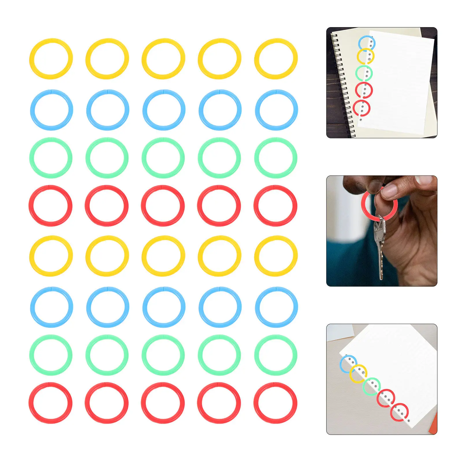 40Pcs Reusable Plastic Binder Rings Lightweight Strong DIY Craft Rings for Scrapbooking Flash Cards Photo Albums Calendar Making