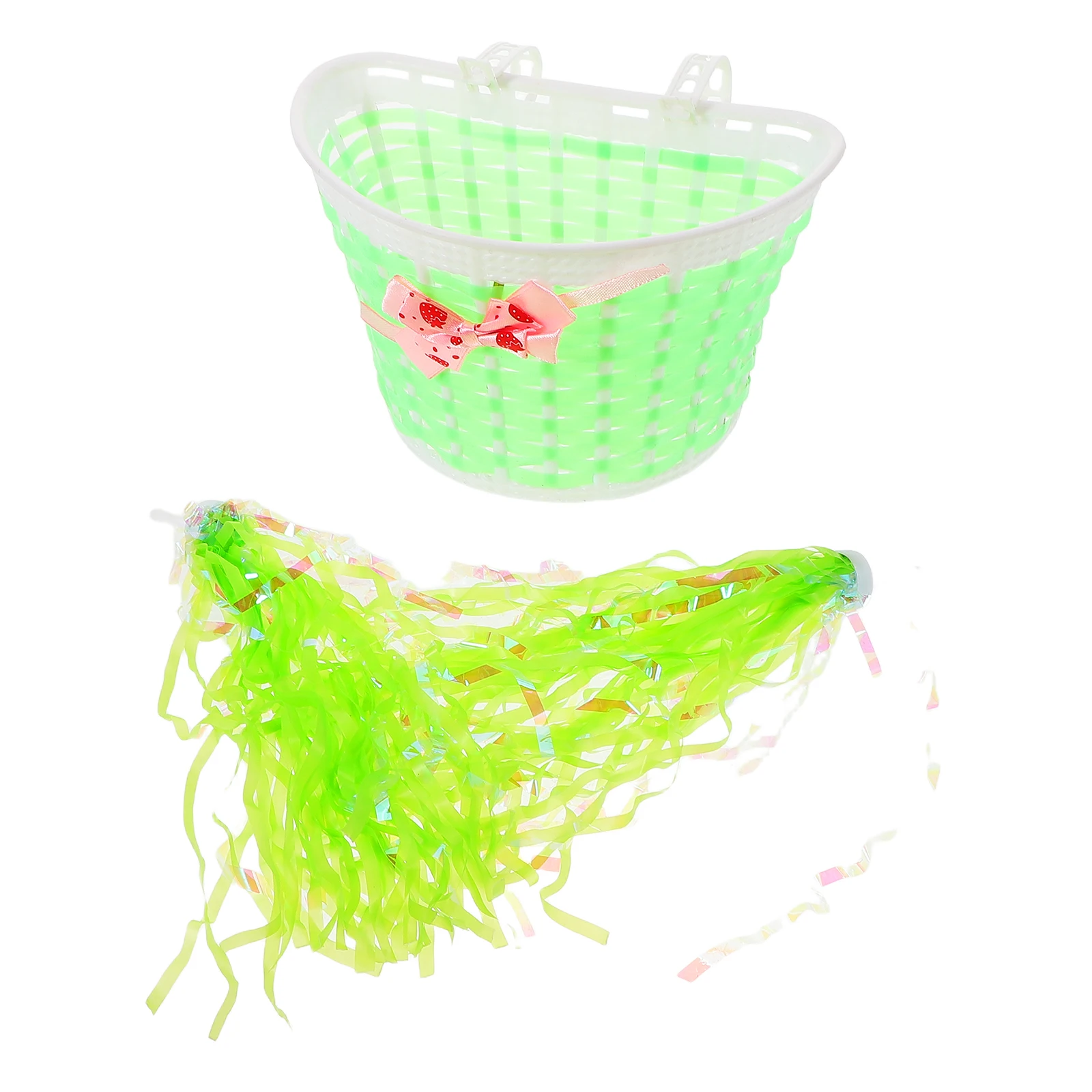 

1 Set Girls Bike Basket Front Streamers Handlebar Decoration Scooter Accessories Bright Color Easy Installation Durable