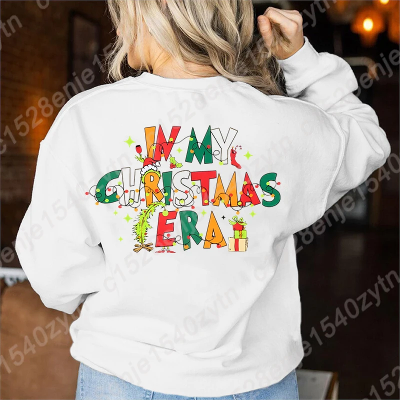 

In My Christmas Era Print Women Sweatshirts Merry Christmas Sweatshirt Crew Neck Long Sleeves Xmas Pullovers Tops