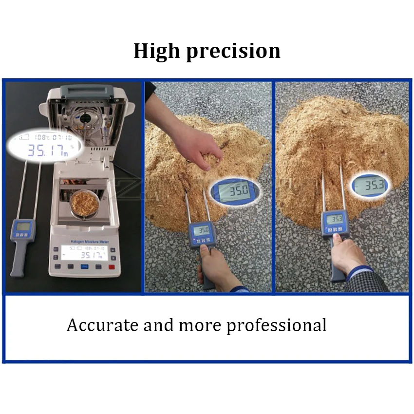 TK100W Hygrometers Professional Wood Sawdust Powder Hay Bale Peat Moisture Meter Tester Digital LCD Humidity Moisture Analyzer