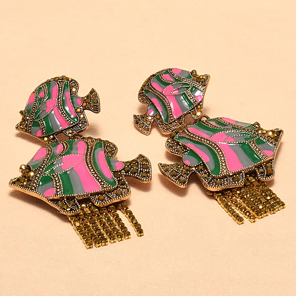 

Lifelike Fish Earrings Vivid Animal Drop Earrings High quality Women's Accessories Wholesale Long Crystal Earrings Jewelry