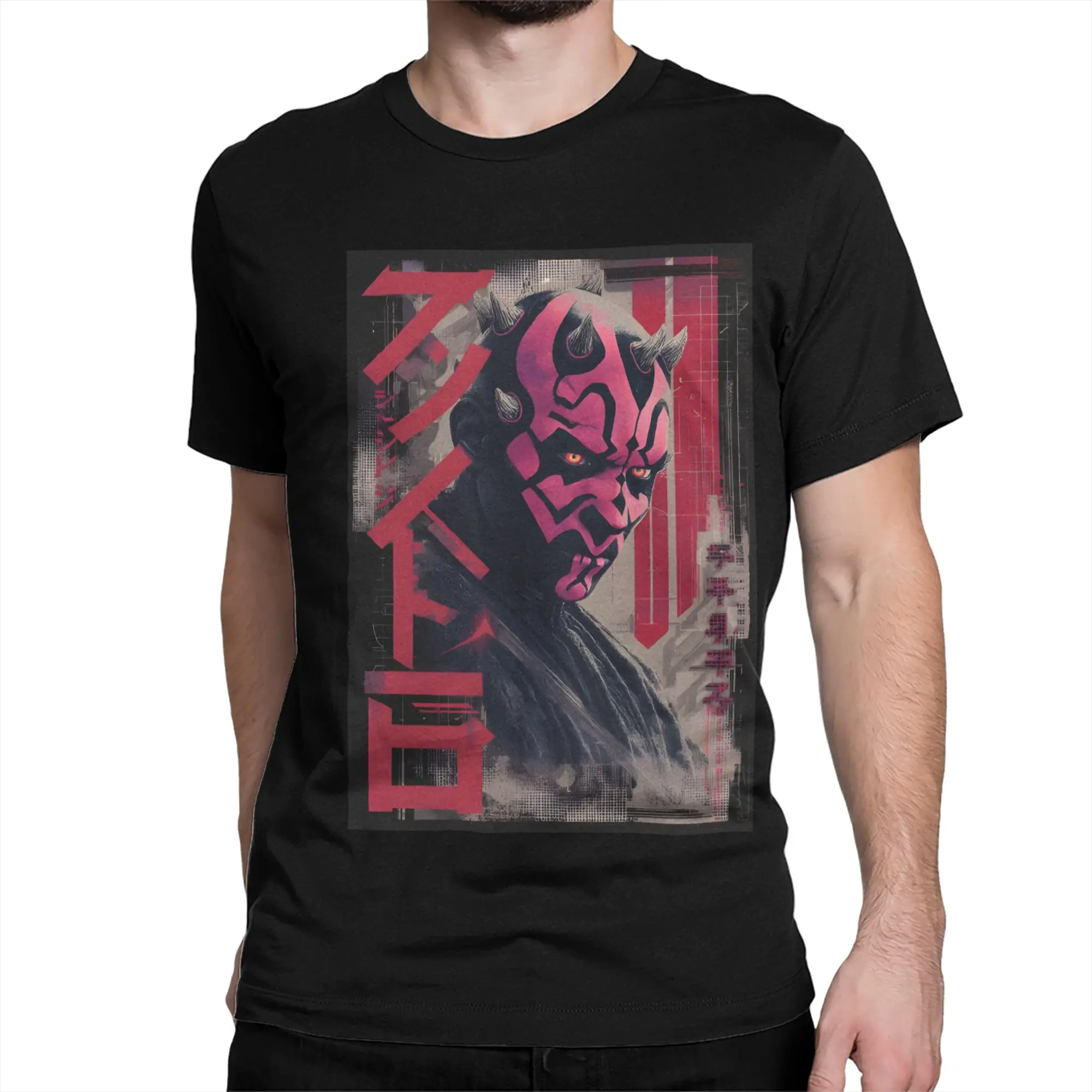 Darth Maul Sith Lord Kanji T Shirt Men Women Pure Cotton Casual T-Shirt Crew Neck Tees Short Sleeve Tops Plus Size
