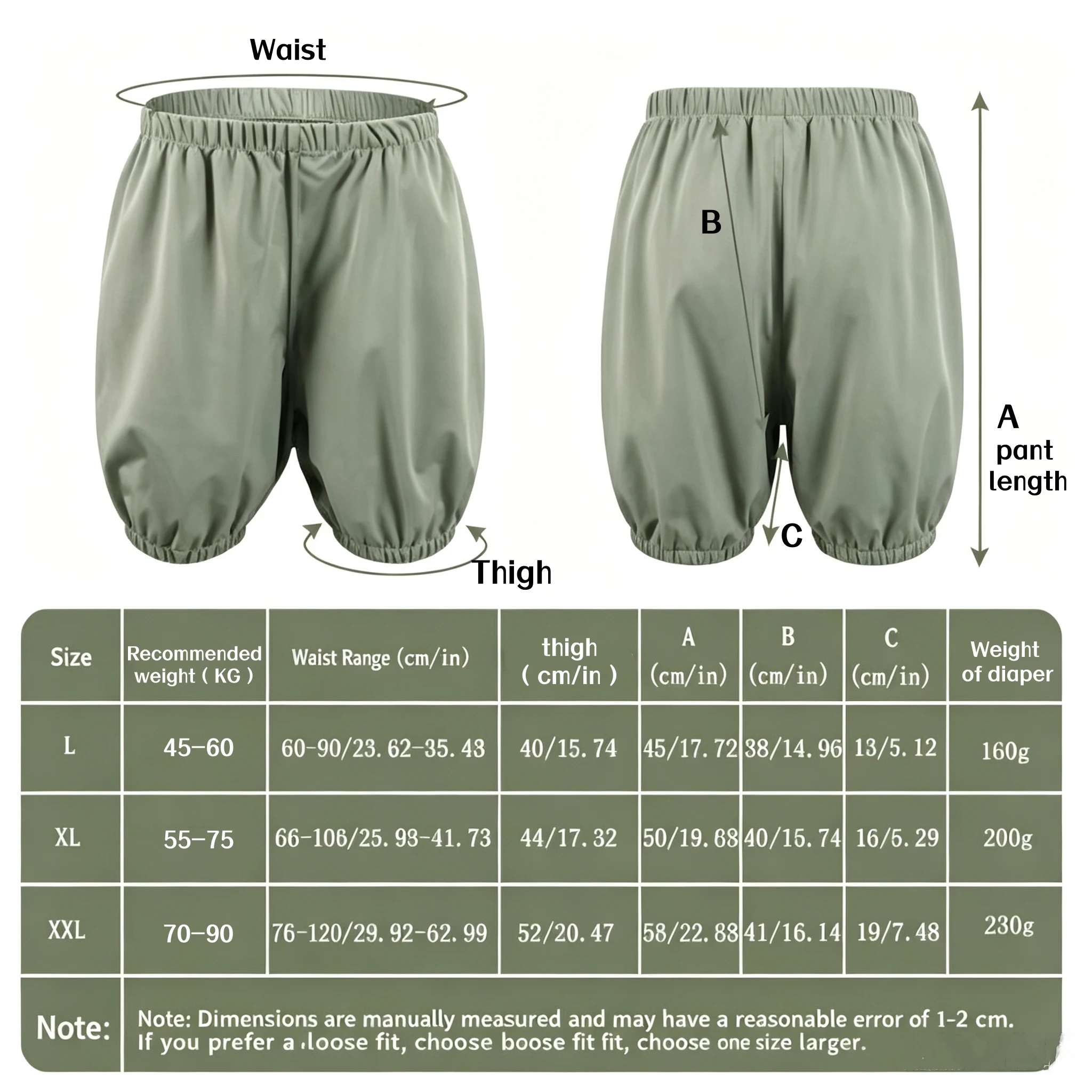 Weiche, wiederverwendbare Windelhose für Erwachsene, wasserdichte Inkontinenz-Shorts für Senioren, Frauen in der Menstruation und Schwangere. – Detail 1