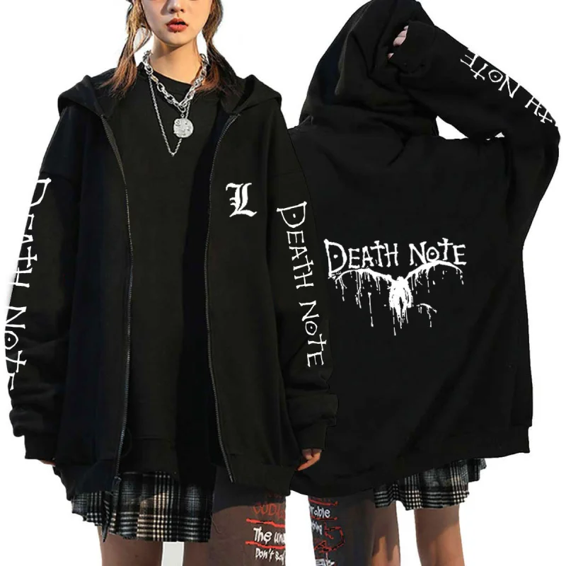Autumn and Winter New Death Note NoteMen's Women's Casual Zipper Hoodie Sweatshirt Cardigan