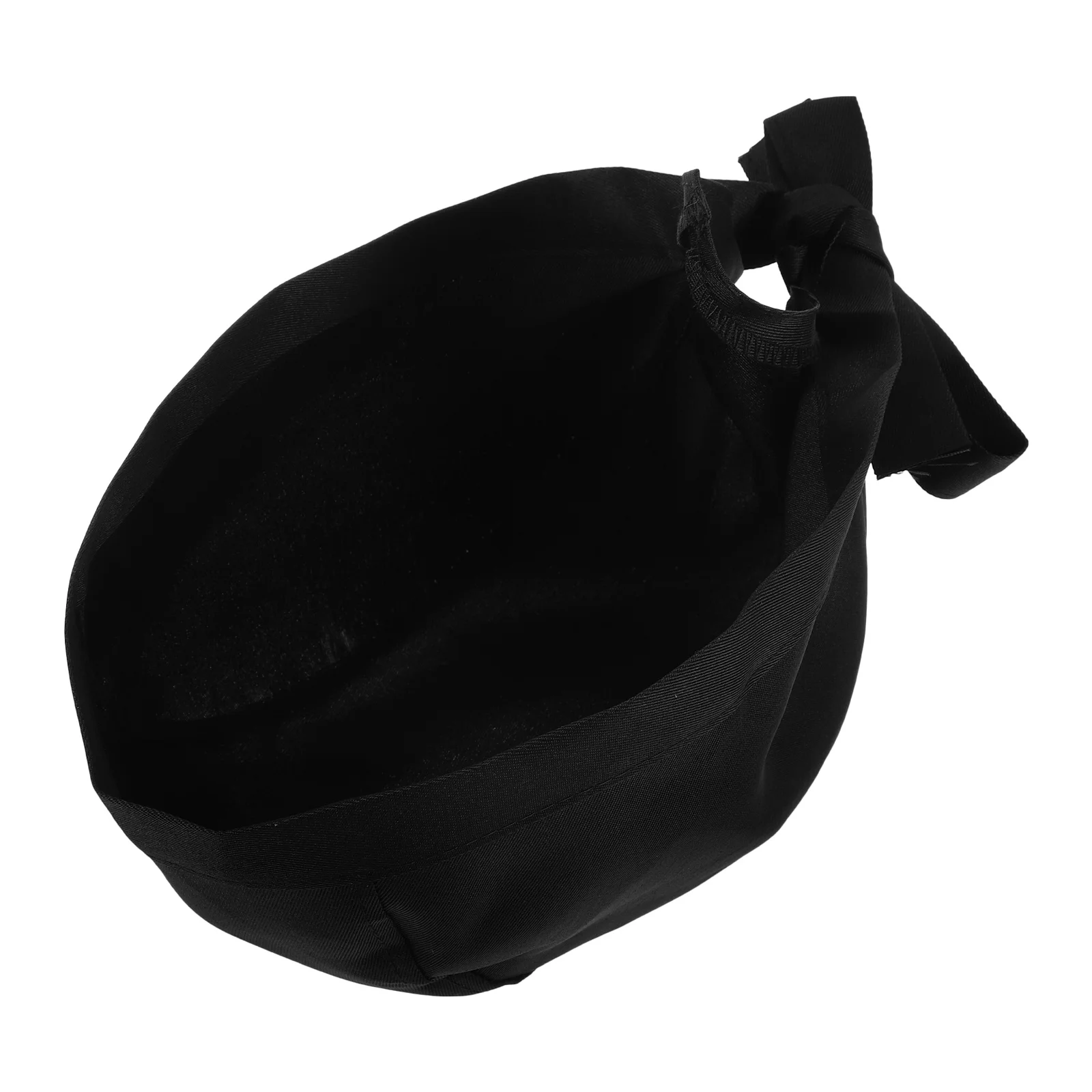 Black Canvas Catering Hat Adjustable Ribbon Style Comfortable Skin Friendly for Chefs Cooks Bakers and Daily Fashion