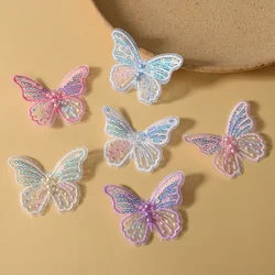 10/20pc Pearl Butterfly Lace Embroidered Wedding Clothes Jewelry Accessories Appliques For Sewing Supplies DIY Hair Clip