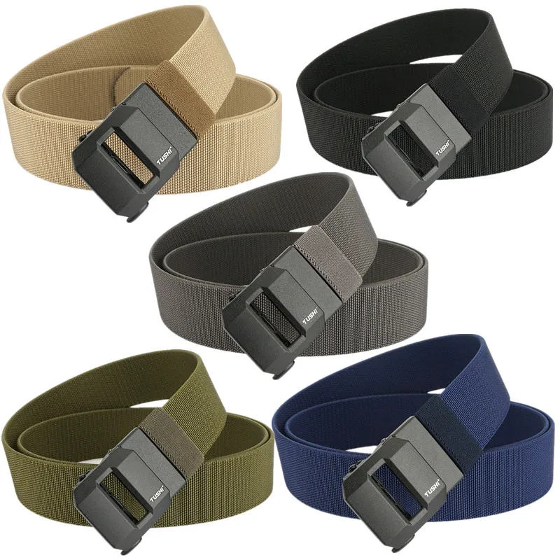 

Мужской повседневный ремень из ткани, с автоматической пряжкой, узкий эластичный нейлоновый ремень