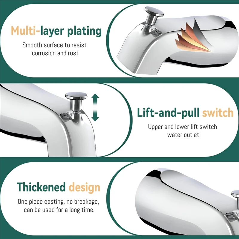 

B84B-Tub Spout With Diverter,Bathroom Bathtub Faucet With Tub Spout Cover Ring,Fits 1/2In Copper Water Tube(5/8In Diameter)