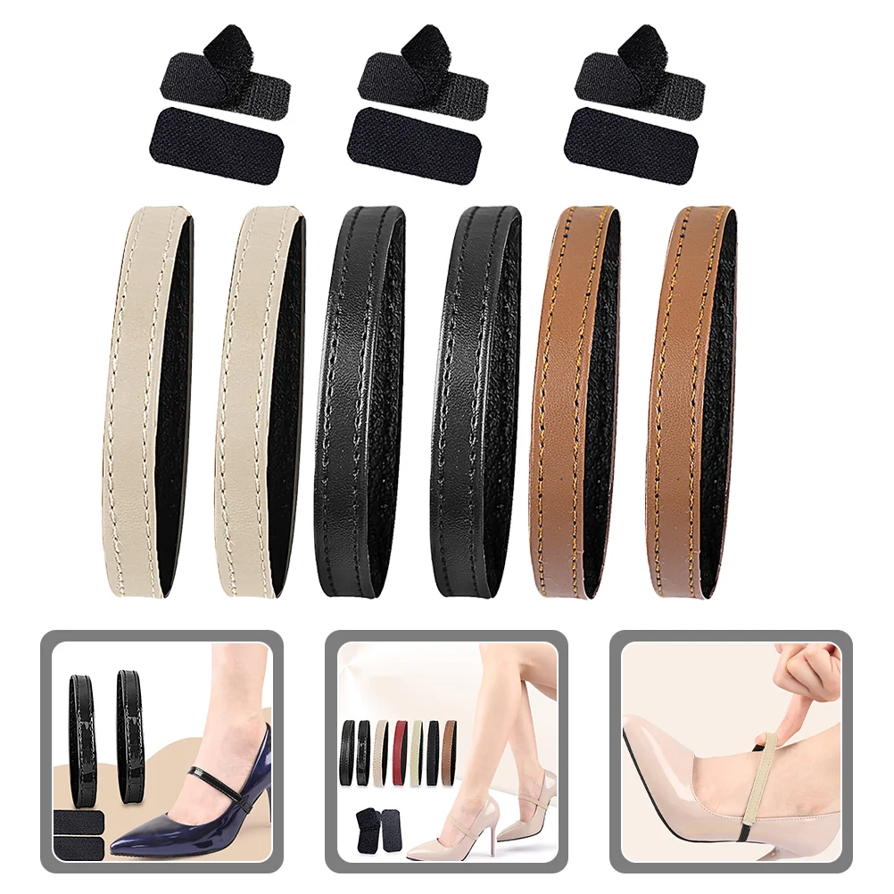 

3 Pairs Anti-loose Elastic Lace High Heels Miss Women Ankle Strap Pu Shoelaces Detachable Straps for