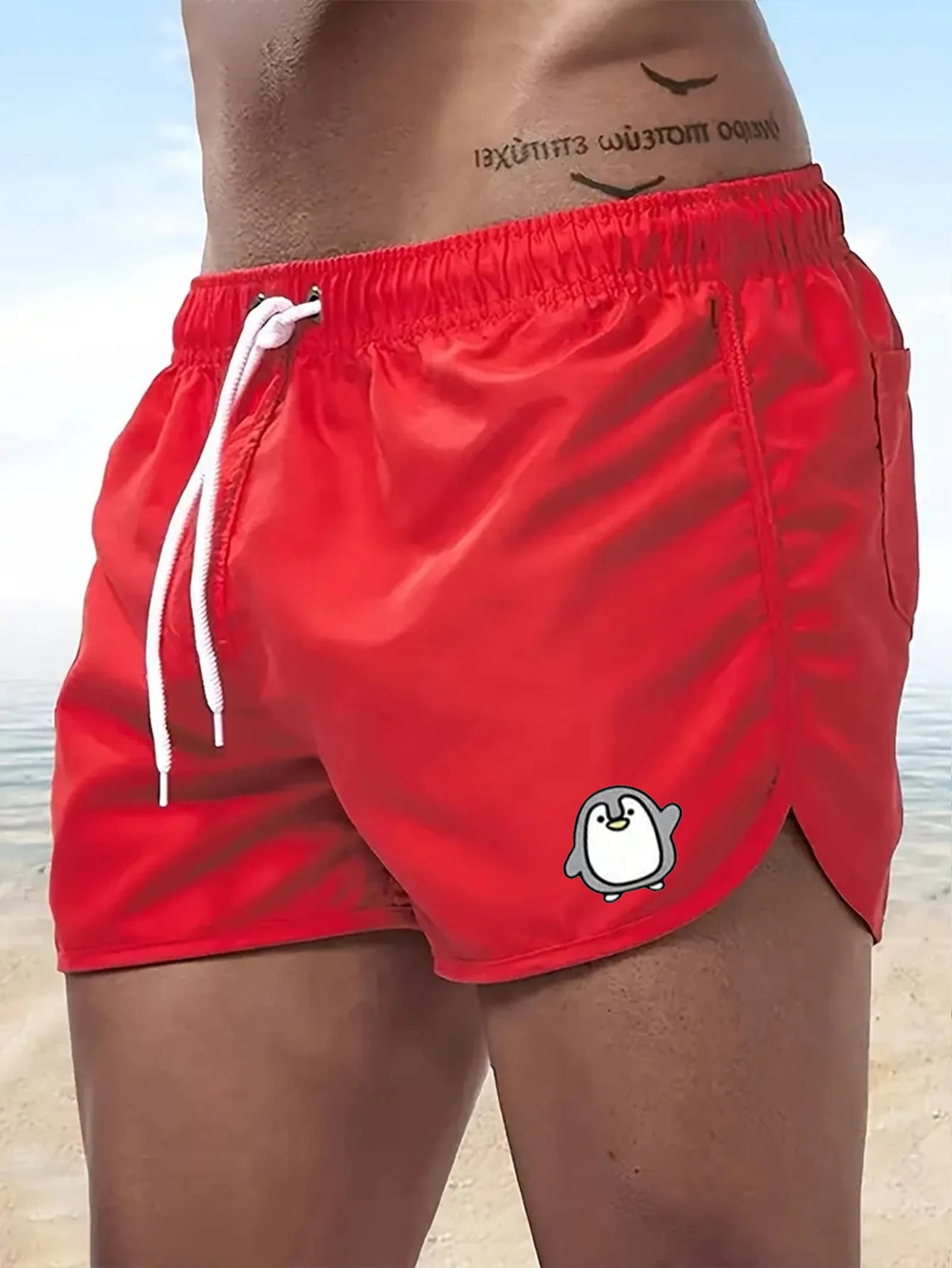 

2025 Summer Popular Men Board Shorts High Grade Beach Casual Fashion Penguin print
