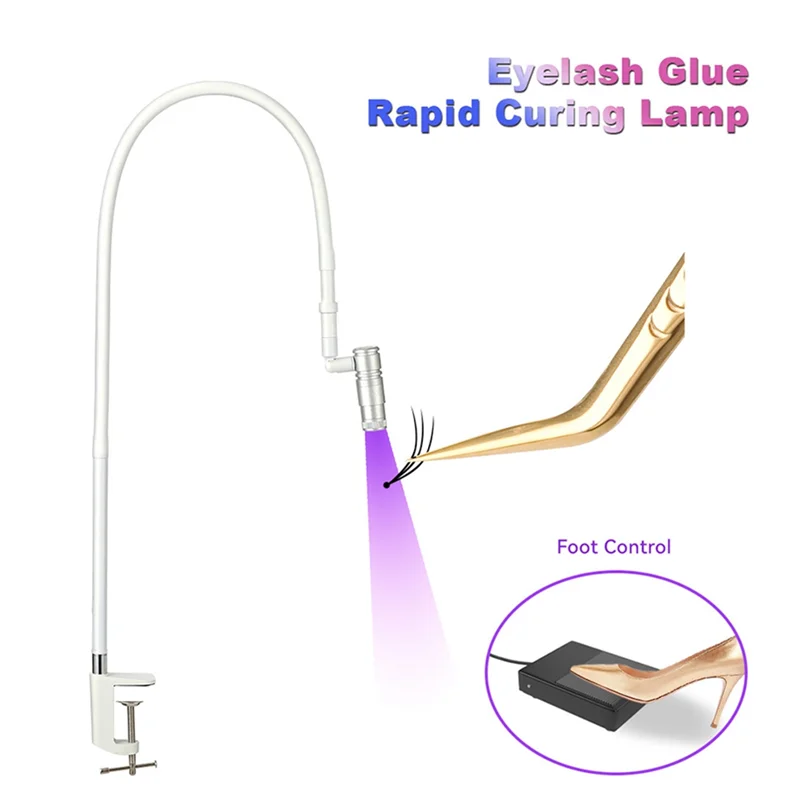 Lampada per ciglia a collo di cigno Lampada da terra con interruttore a gradino a luce ultravioletta UV Spina UK