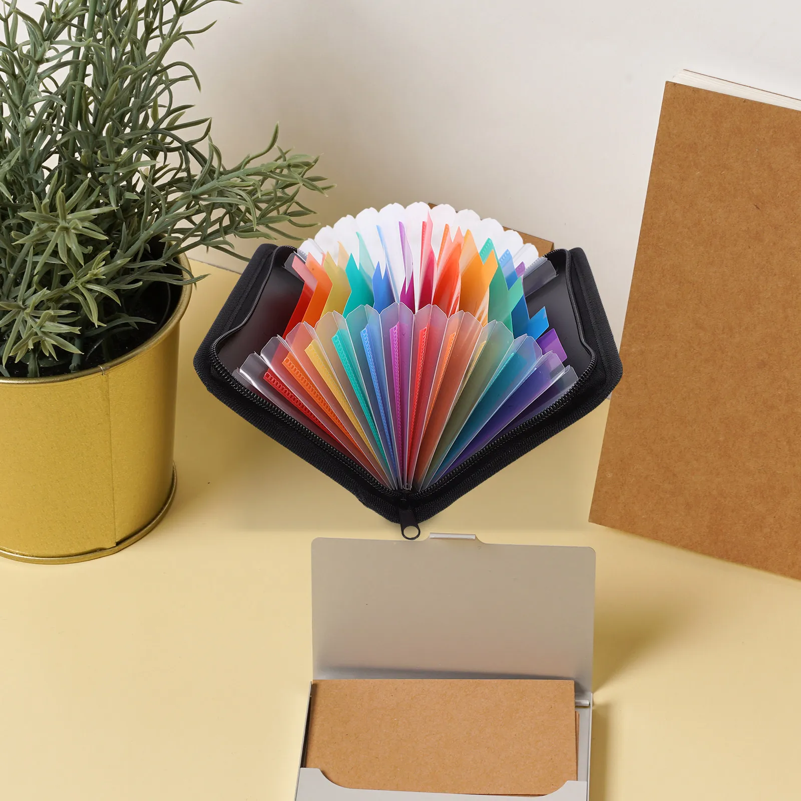 

Large Capacity Multi-Layer Plastic Receipt Organizer Portable Lightweight File Holder for Office Home School Business Cards