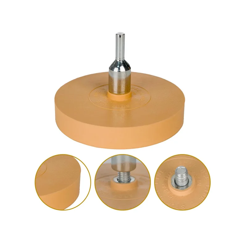 3.5/4 inch Eraser Wheel Decal Remover with Razor Blade Scraper Adhesive Rubber Eraser Wheel Drill Car Vinyl Sticker Remover Tool