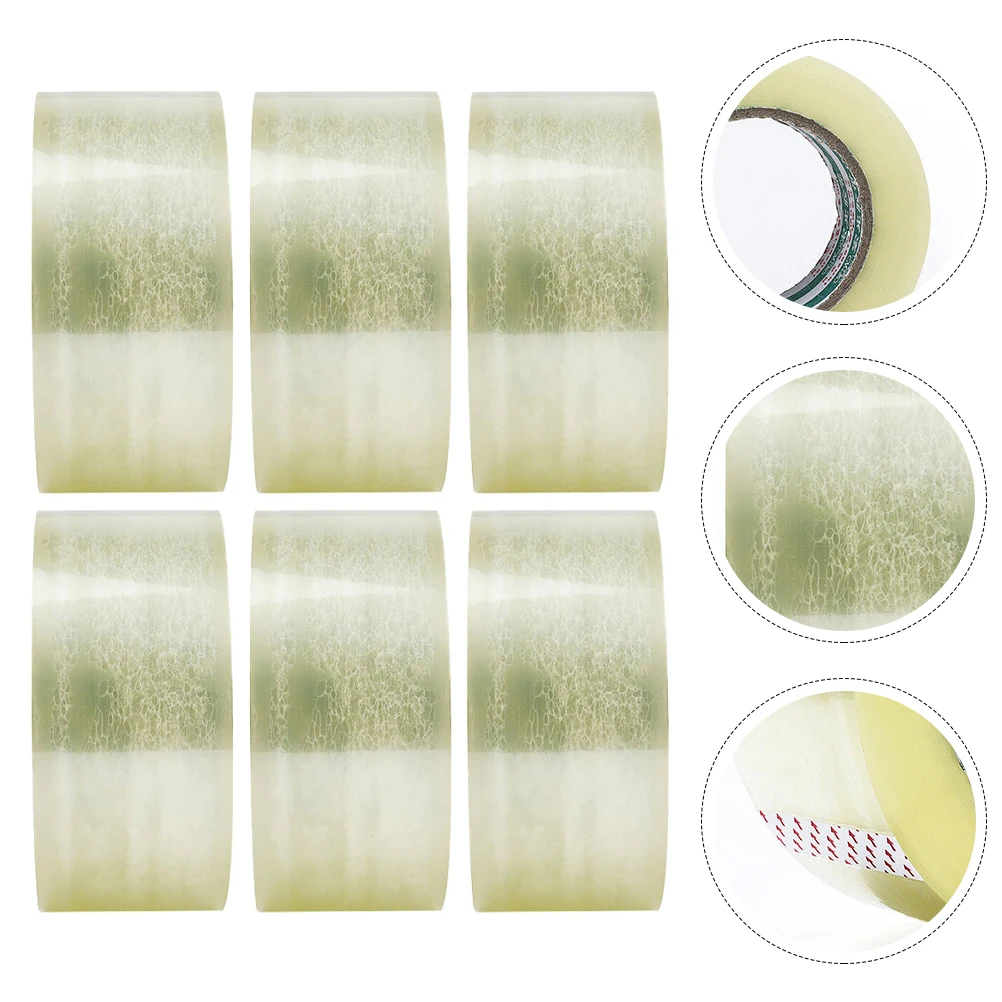 

6 Rolls Clear Transparent Adhesive Tape High Viscosity Sealing Packing Lightweight Office Workshop DIY Box Package