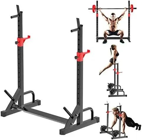 Squat Rack, Barbell Rack, Bench Press 550 LBS Max Load Adjustable Squat Rack Stand Multi-Function Weight Lifting Home Gym - Grea