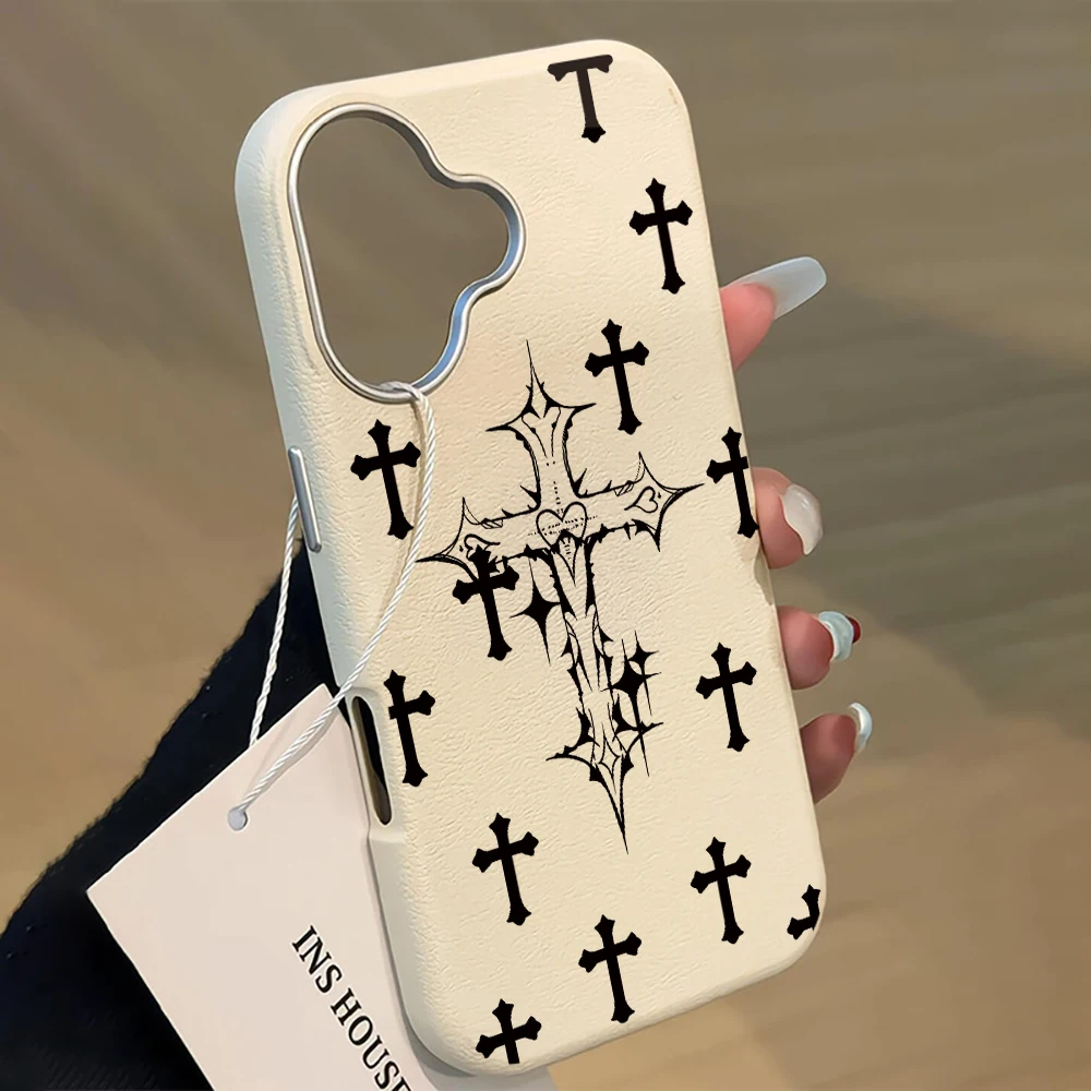 Cross Christian Case For IPhone 16 17 13 Pro Max Cases Phone 11 12 13 ProMax 14 15 Plus Case XS XR Shockproof Leather Drop Funda