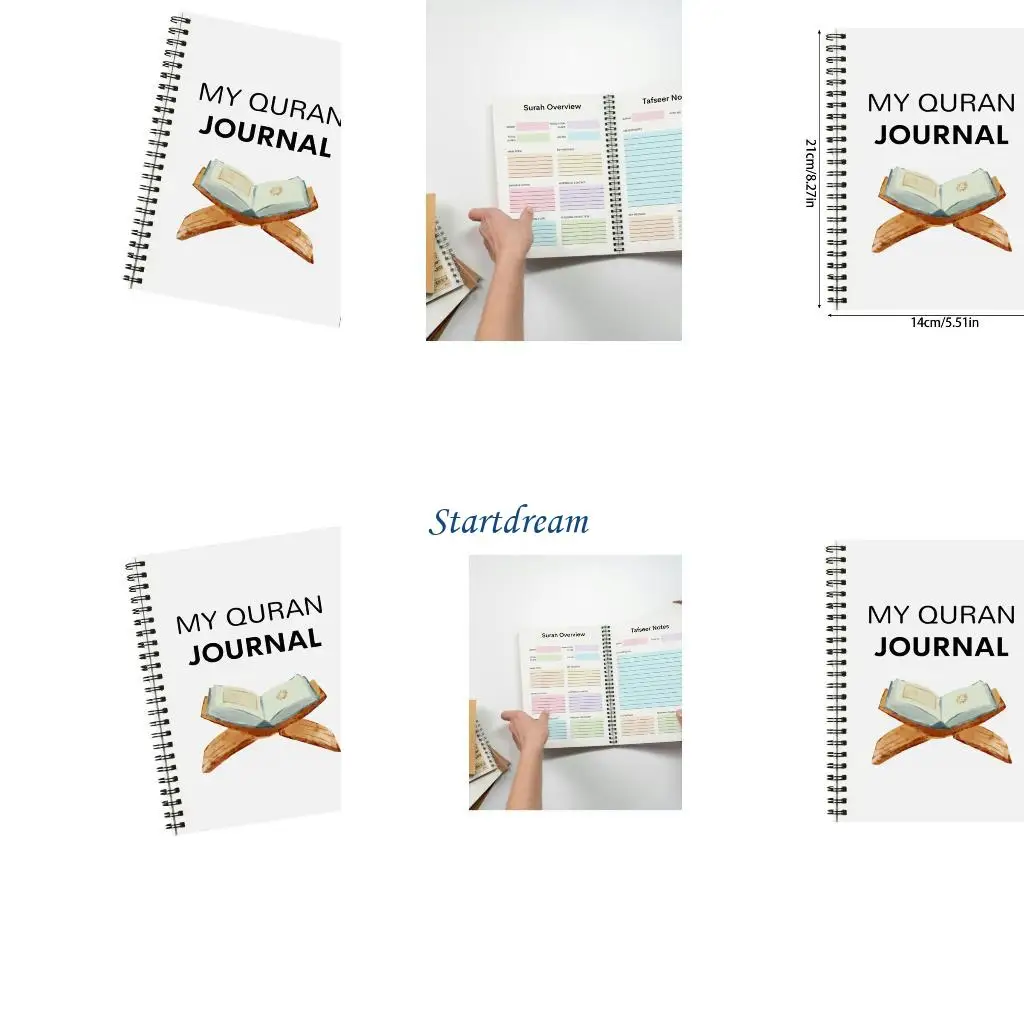 Quran Guide Planner Notebook Twin Wire Binding Daily Planner 21x14cm Quran Study Notebook Quran Reading Tracking Journal K92C