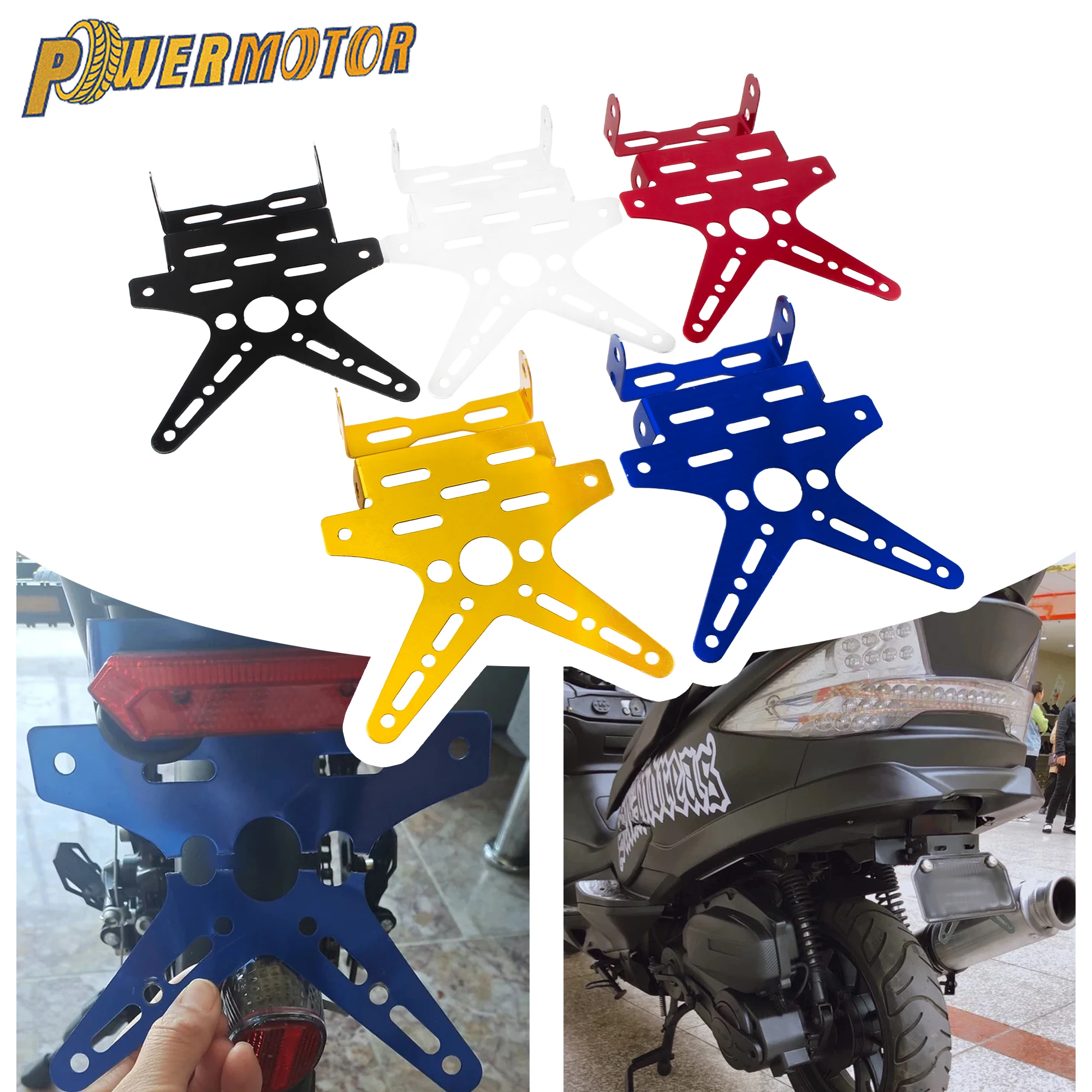 

Motorcycle Scooter License Plate Holder Mount Bracket Rear License Plate Frame Universal Aluminum Alloy Adjusted Modified Parts