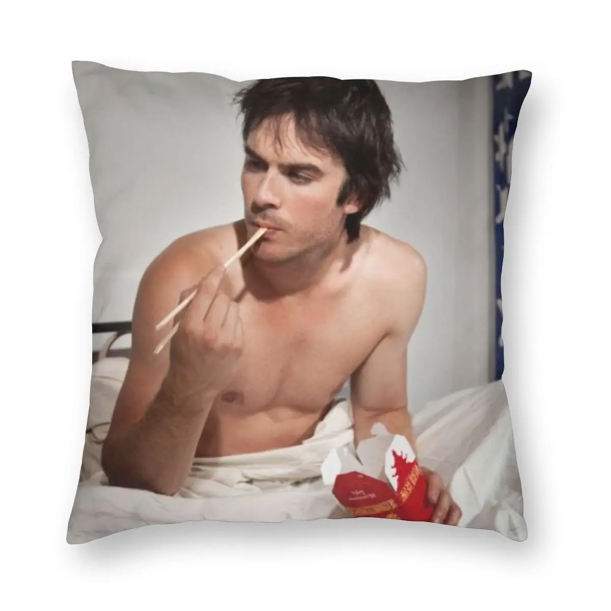 Sexy Ian Somerhalder Pillowcase Soft Fabric Cushion Cover Decoration Paul Wesley Throw Pillow Case Cover Home 45X45cm