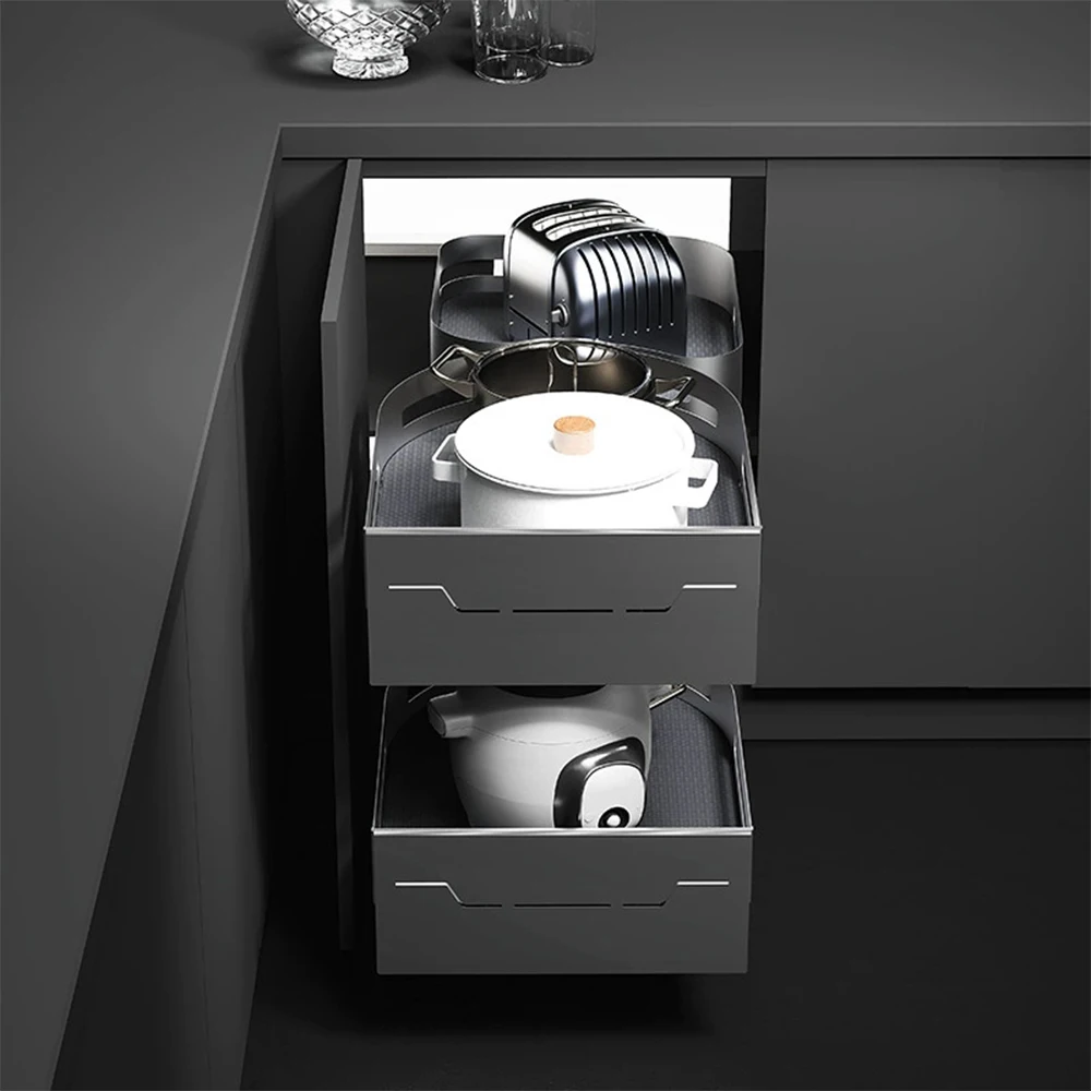 

Corner Storage Basket Utensils and Seasonings Small Monster Built-in Rotating Storage Rack Kitchen Pull-out Baskets