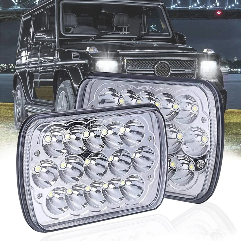 

5x7 inch 7x6" LED Square Headlights Hi-Lo Beam for Toyota Pickup Jeep Cherokee XJ Wrangler YJ Truck 4X4 Light Headlight