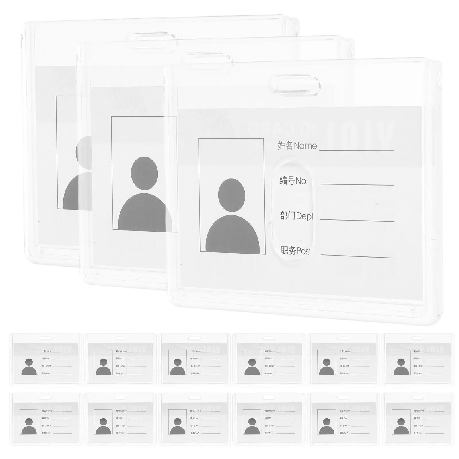 15Pcs Clear Plastic Id Badge Holder Transparent Card Protector Sleeve Lightweight Secure Hole Design for Office Worker Student