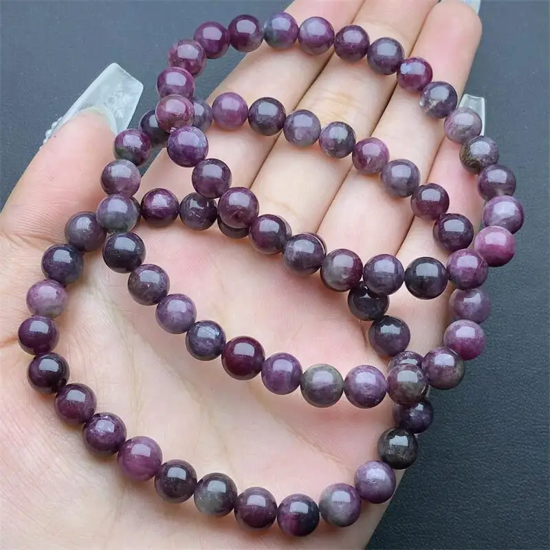 7.5MM Natural Red Tourmaline Bracelet Crystal For Women Fortune Energy Mineral Amulet Jewelry Healing Gift 1pcs