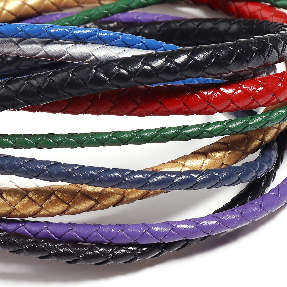 2 Yards 3/4/6 mm bunte geflochtene Lederkordel, runde Lederkordel, Schnur für DIY-Halskette, Armband, Schmuckherstellung – Detail 7