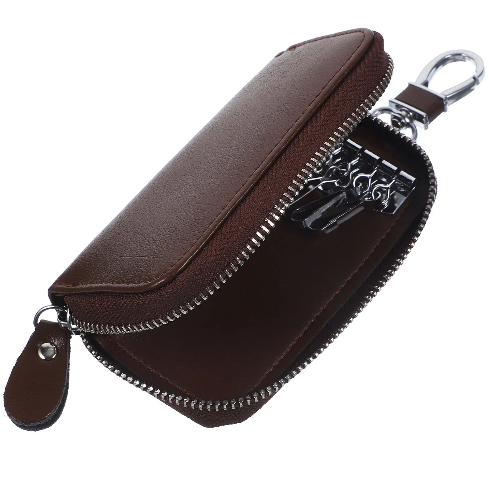 

Стильная сумка-ключница на молнии для всех ключей, защита от царапин и потерь, поясная сумка для мужчин, цвет кофе