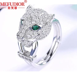 S925 Sterling Silver Leopard Head Ring Full Diamond Brilliant Moissanite Leopard Band for Women Men Luxury Hiphop Jewellry Gifts