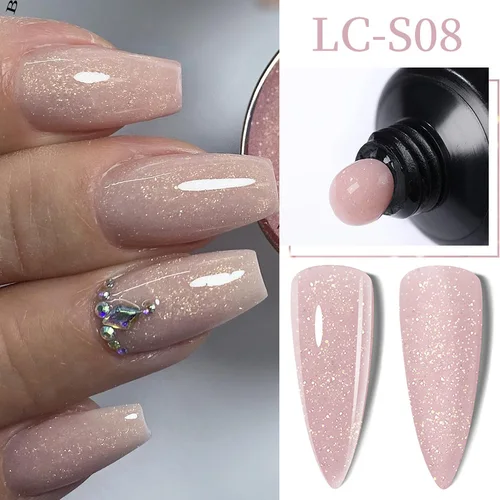 LILYCUTE 10ML oro brillante desnudo extensión rápida Gel esmalte de uñas dedo prolongar manicura uñas acrílico cristal duro barniz de Gel