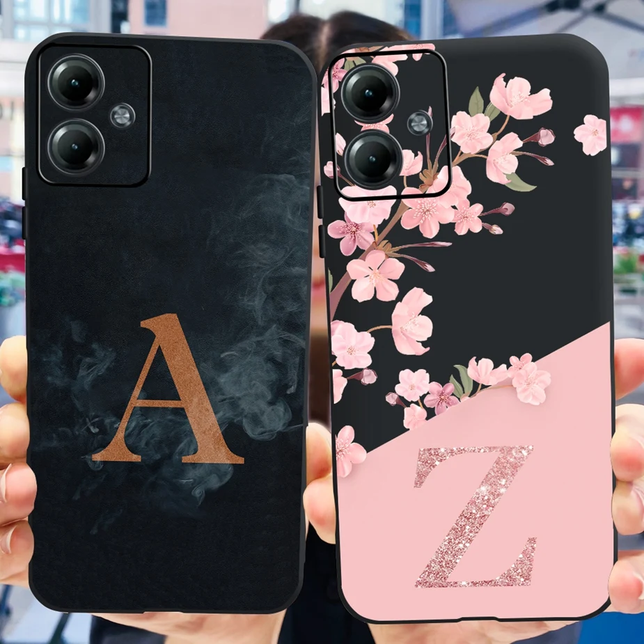Para motorola moto g14 caso 6.5 ''bonito A-Z letras capa de silicone macio tpu caso de telefone para moto g14 g 14 motog14 capa traseira fundas