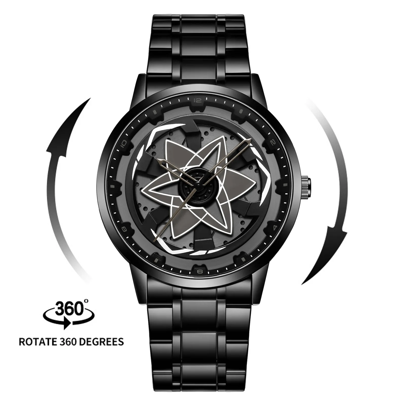 3D Real Man Waterproof Rotate Quartz Watches Super Car Rim