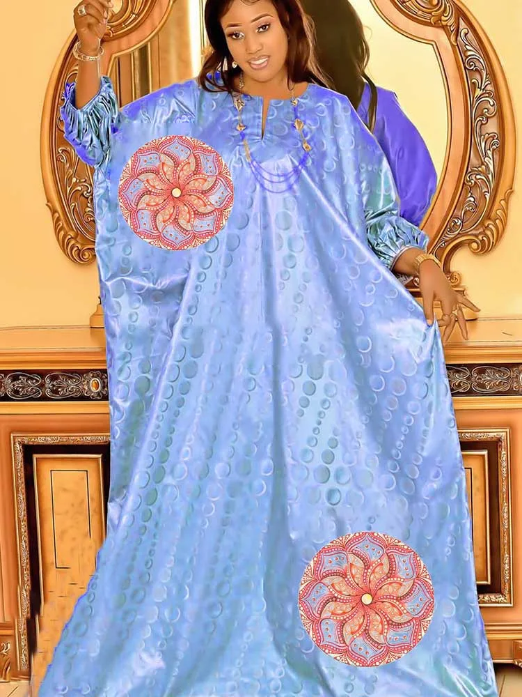 Guipure-Robe longue en bazin riche pour femme, tenue de soirée élégante, vêtement de mariage, de qualité supérieure, Dashiki, orange, 2023