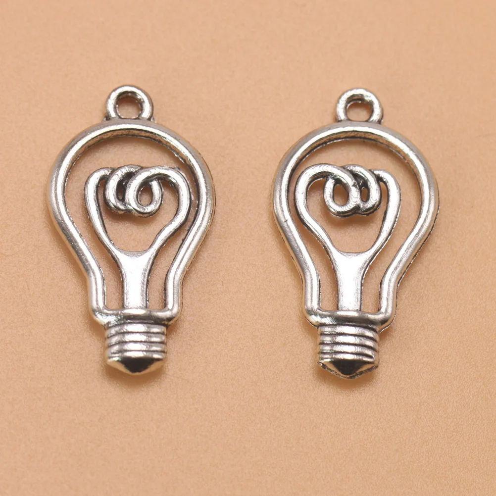 

100 шт. винтажных подвесок-шармов в форме лампочки из сплава для изготовления украшений своими руками, для ожерелий и браслетов