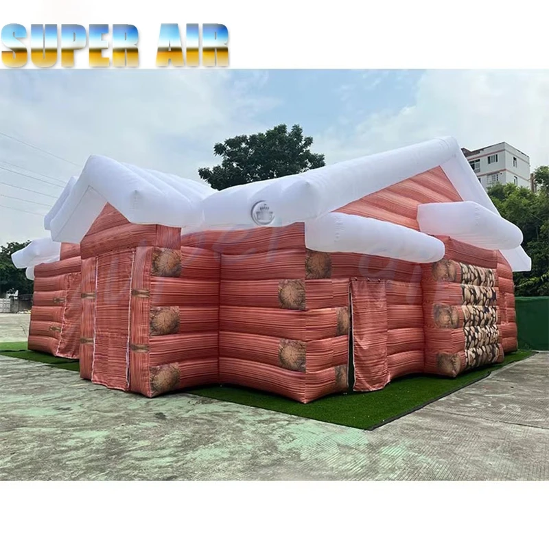 Giant Realistic Wood Pattern Inflatable Cabin Tent for Holiday Market & Festive Activities