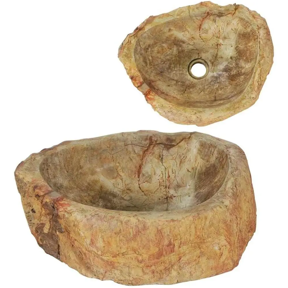 

Bathroom Basin, Sink, Countertop Vanity Sink, Naturally Varied Shape and Color Tone, Handmade, Easy Assembly, Cream (16.3-17.7)