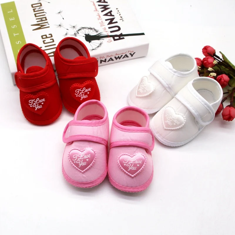 Spring Autumn Baby First Walkers Infant Baby Girls Boys Anti-Slip Shoes Heart-shaped Newborn Toddler Shoes 0-18 Months