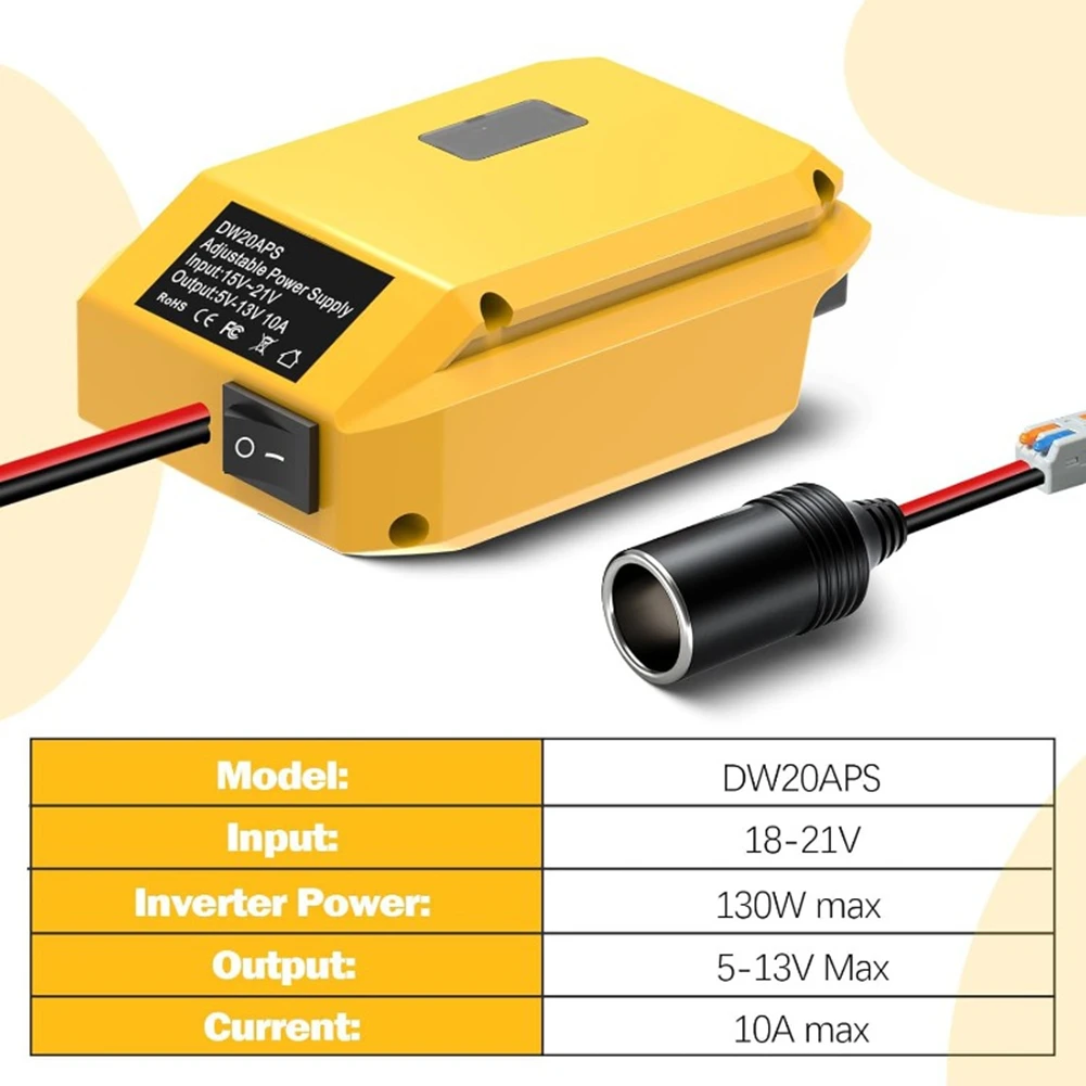 A7THK-Power Converter 18V To 12V Step-Down Design With Socket Wheel Adapter For 20V Battery For Car Fridges