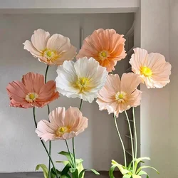Wedding Props Big Poppy Paper Flower Decoration Wedding Road Lead Backdrop Poppy Flower Birthday Party Event Decor Window Layout