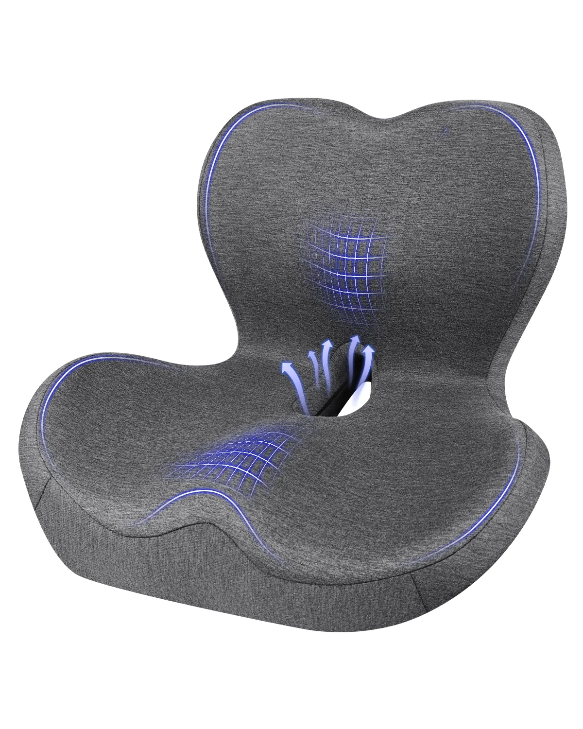 Ergonomic Seat Cushion with Back Support, Memory Foam Chair Cushion for Office Chair, Car Seat, Relieve Tailbone Pressure, Breathable Butt Pillow for Long Sitting