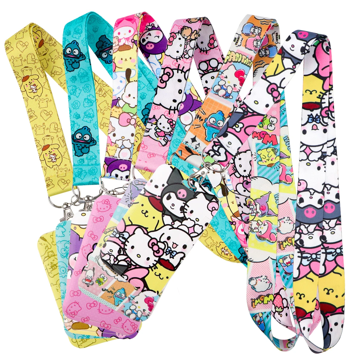 Portatarjetas con cordón de Anime Kawaii, cordón para teléfono con cuello colgante para estudiantes, insignia de animales, tarjetero de acceso de metro, regalo para amigos